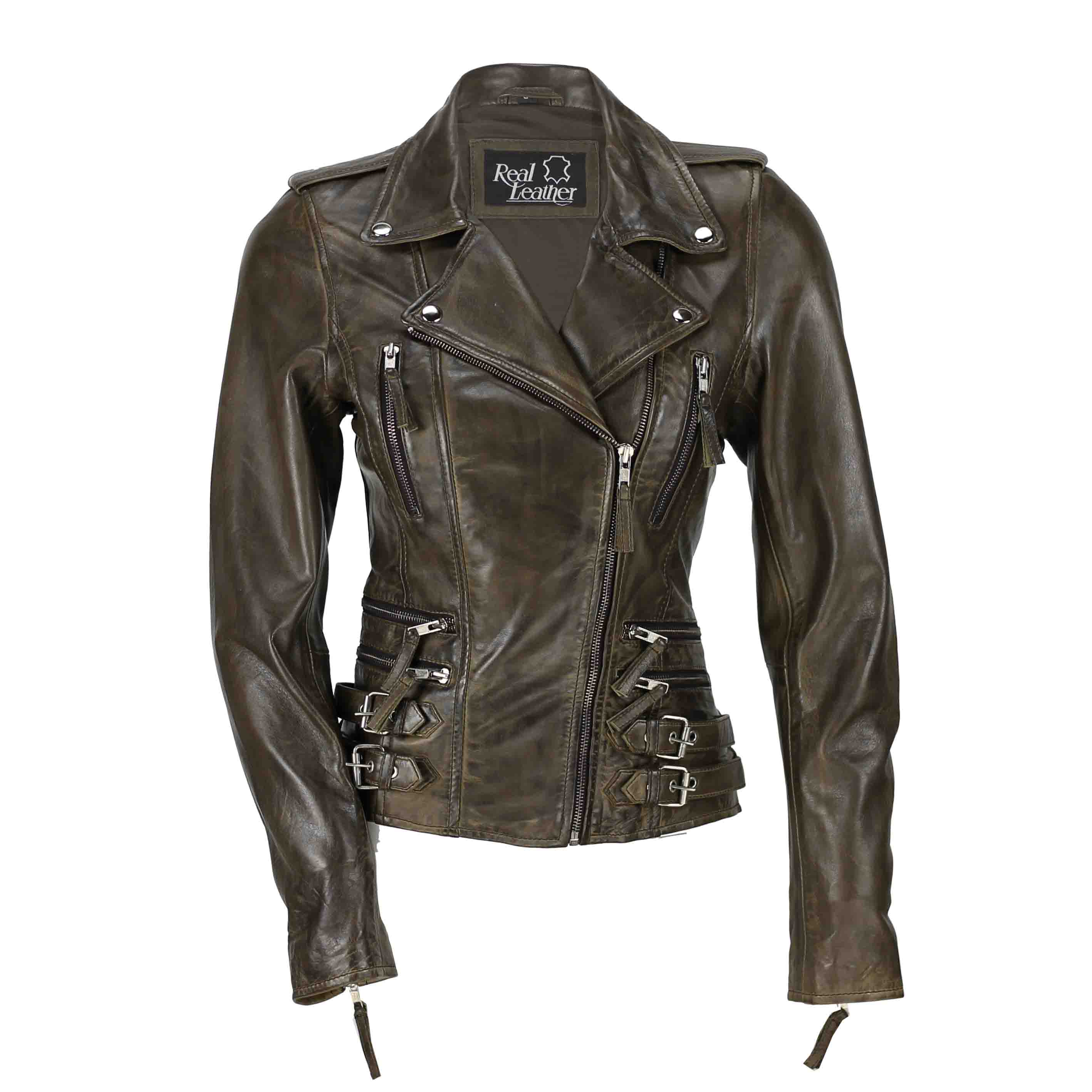 Female deals biker look